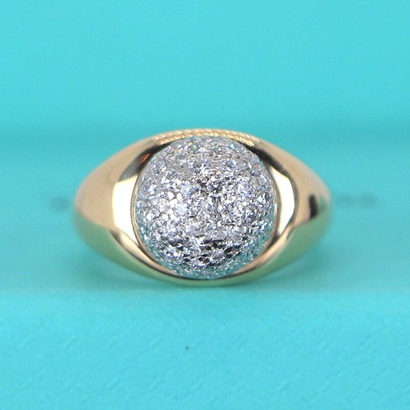 19006 Vintage Tiffany & Co. 18k Paloma Picasso Platinum Pave Diamond Ball Ring - Picture 3 of 6